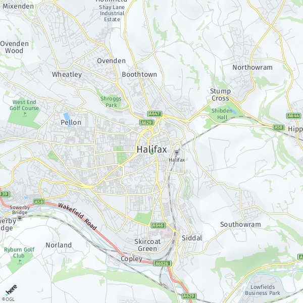 HERE Map of Halifax, UK