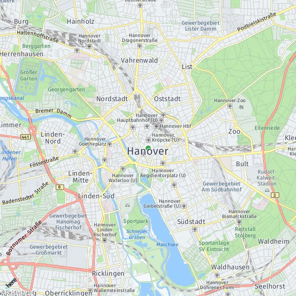 HERE Map of Hannover, Germany
