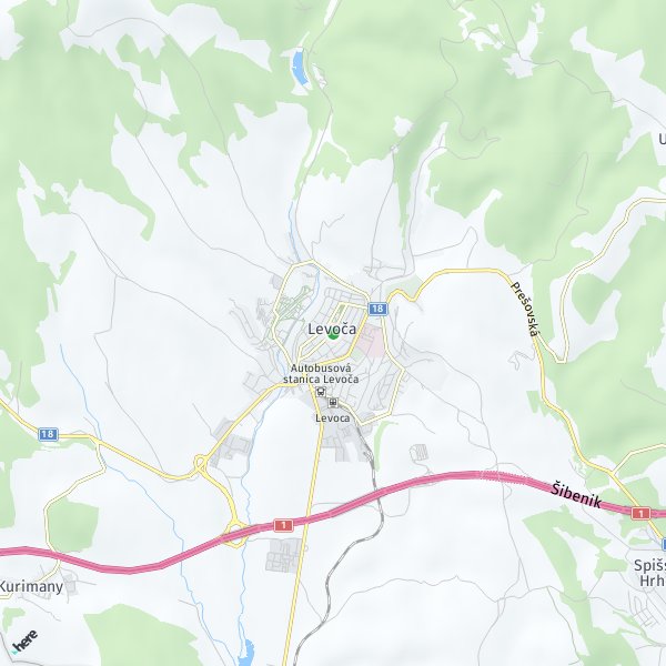 HERE Map of Levoča, Slovensko