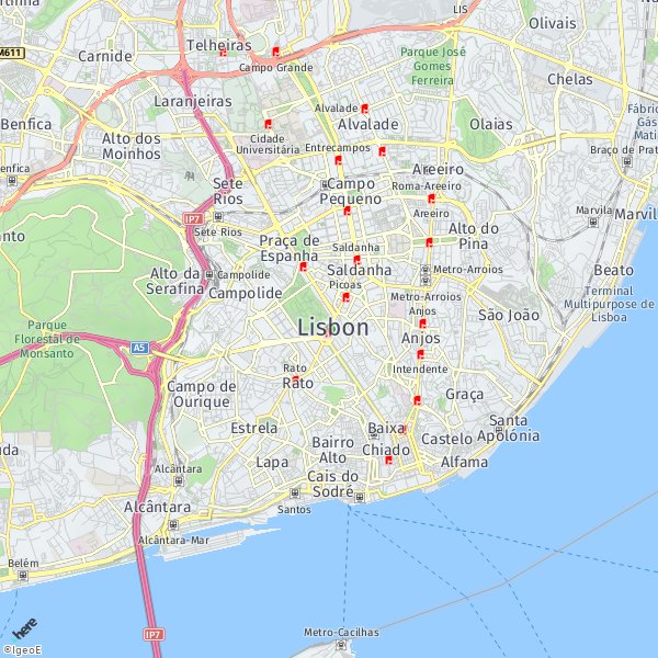 HERE Map of Lisbon, Portugal
