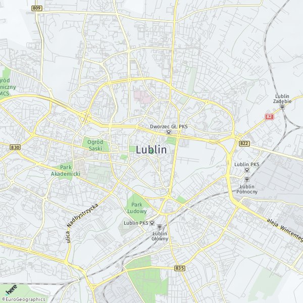 HERE Map of Lublin, Poland