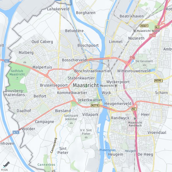 HERE Map of Maastricht, Netherlands