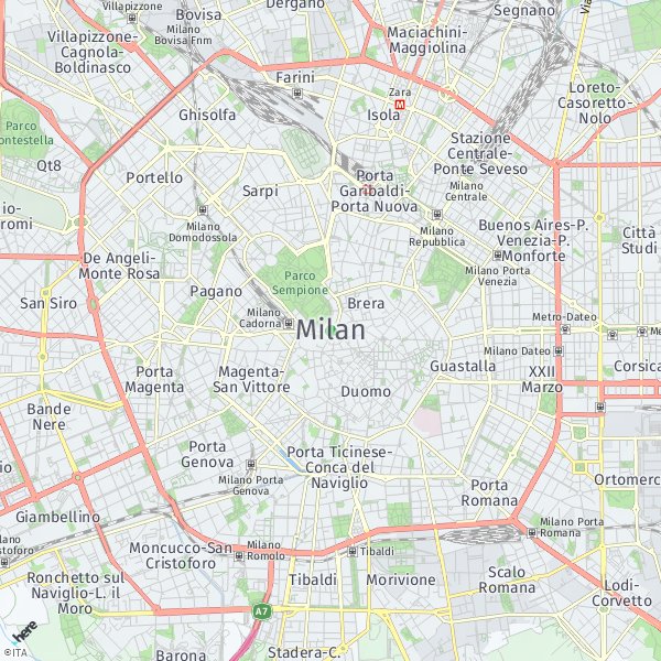 HERE Map of Milano, Italia