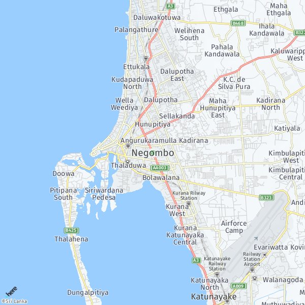 HERE Map of Negombo, Sri Lanka
