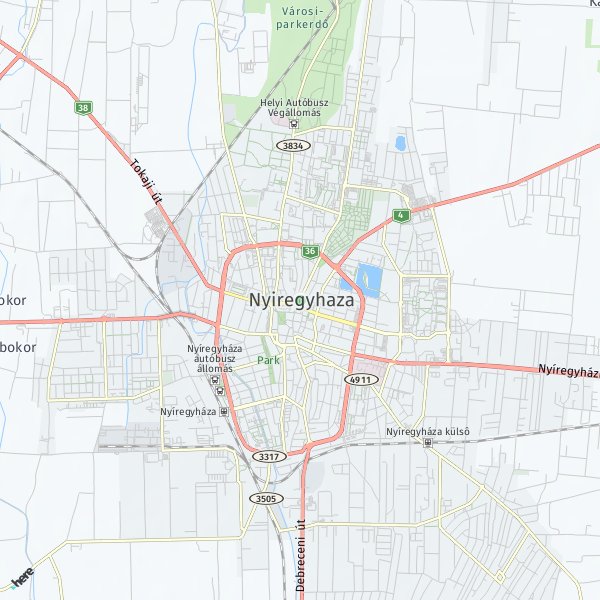HERE Map of Nyíregyháza, Magyarország