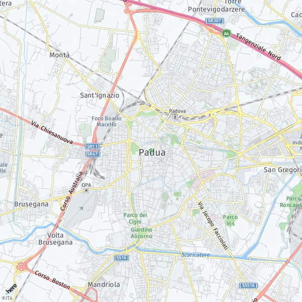 HERE Map of Padova, Italia