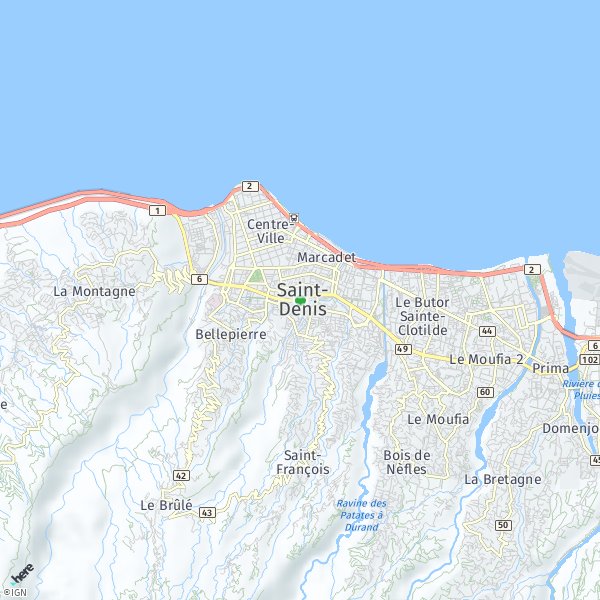HERE Map of Saint-Denis, Reunion