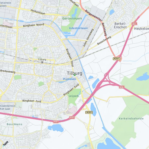 HERE Map of Tilburg, Netherlands