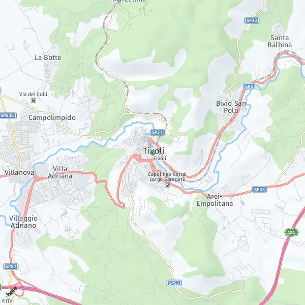 HERE Map of Tivoli, Italy