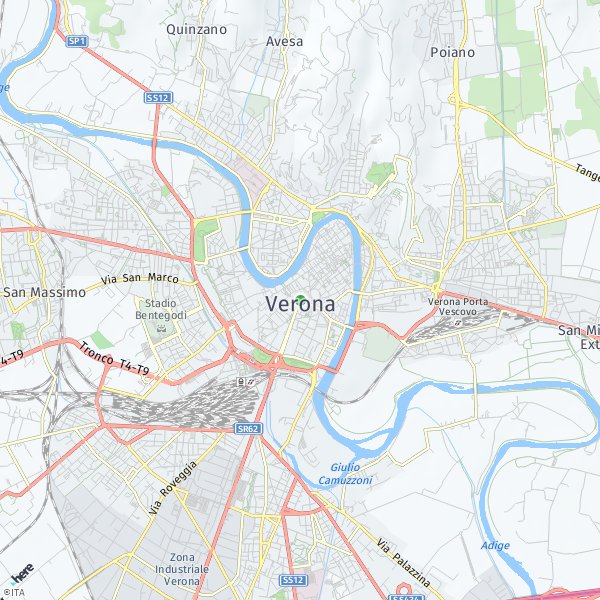 HERE Map of Verona, Italia