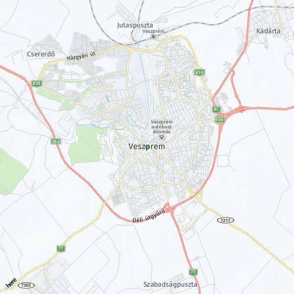 HERE Map of Veszprém, Hungary