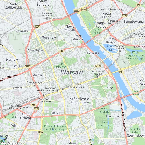 HERE Map of Warszawa, Poland