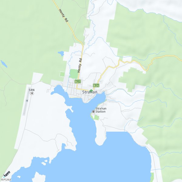 HERE Map of Strahan, Australia