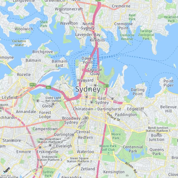 HERE Map of Sydney, Australia