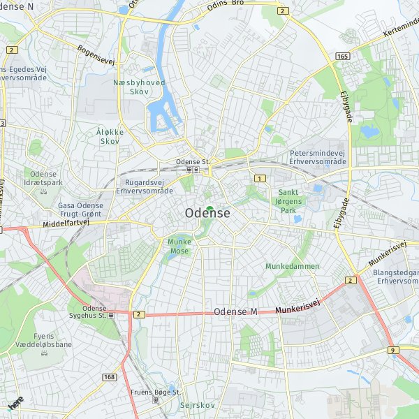 HERE Map of Odense, Danmark