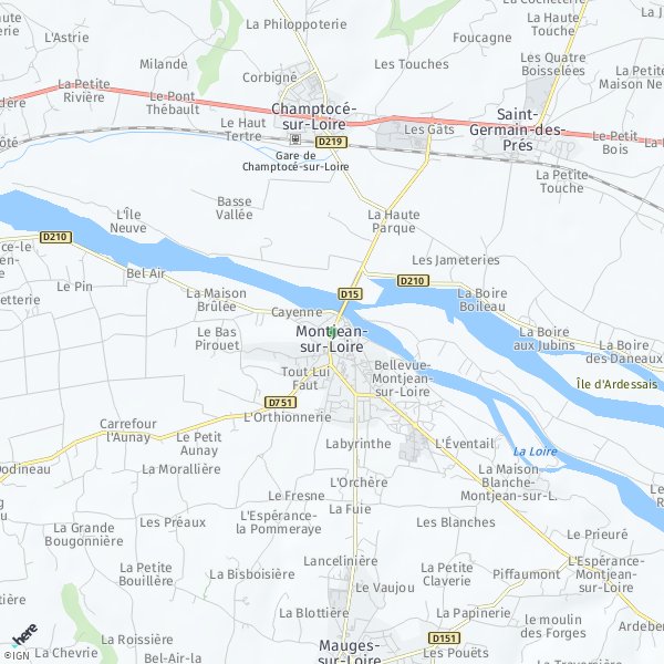 HERE Map of Montjean-sur-Loire, France