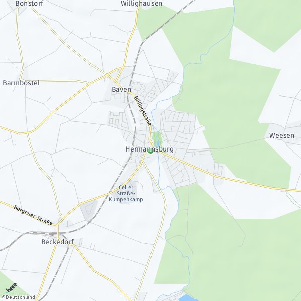 HERE Map of Hermannsburg, Germany