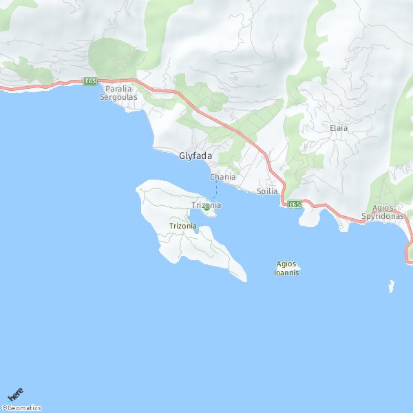 HERE Map of Τριζόνια, Greece