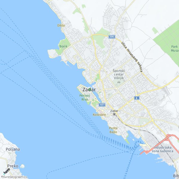 HERE Map of Zadar, Hrvatska