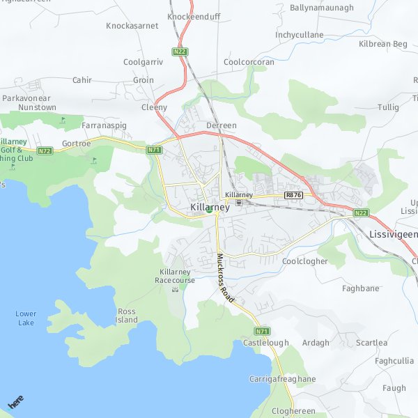 HERE Map of Killarney, Ireland