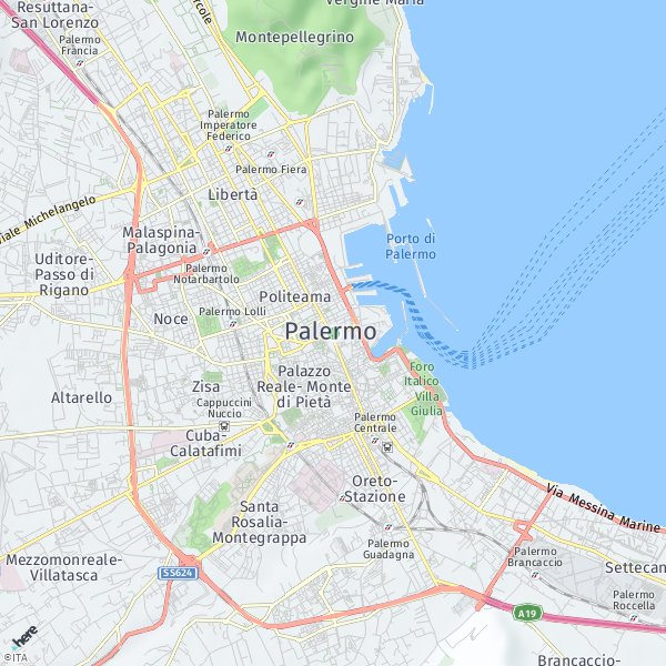 HERE Map of Palermo, Italia