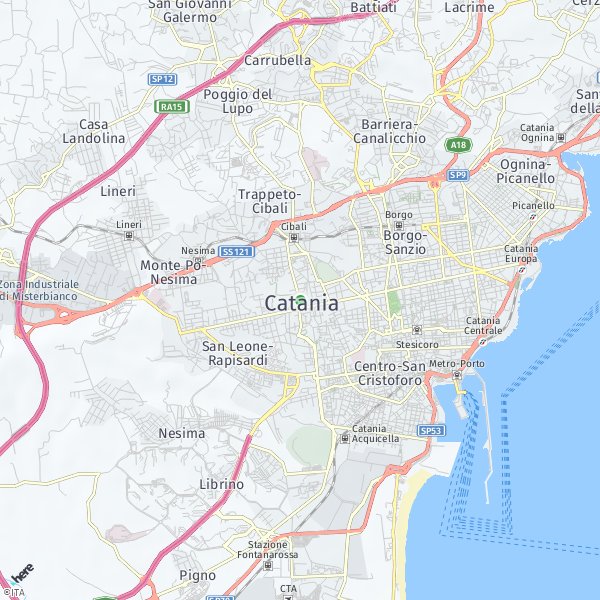 HERE Map of Catania, Italy