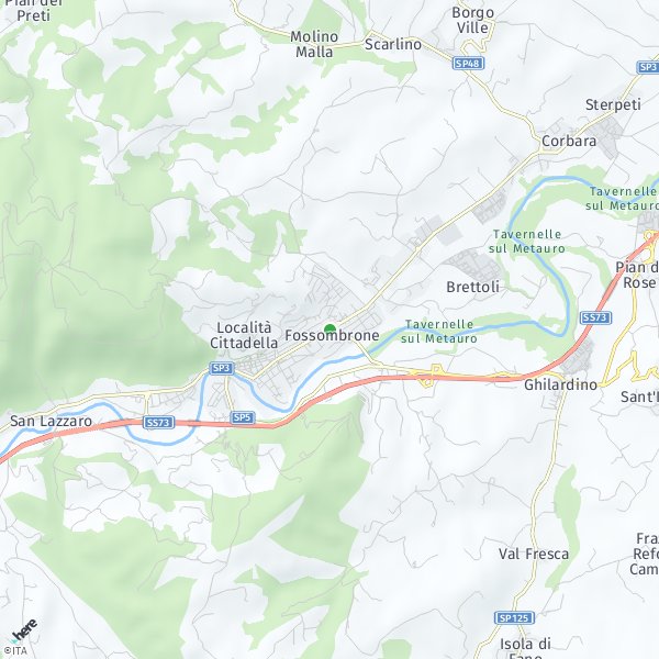 HERE Map of Fossombrone, Italy