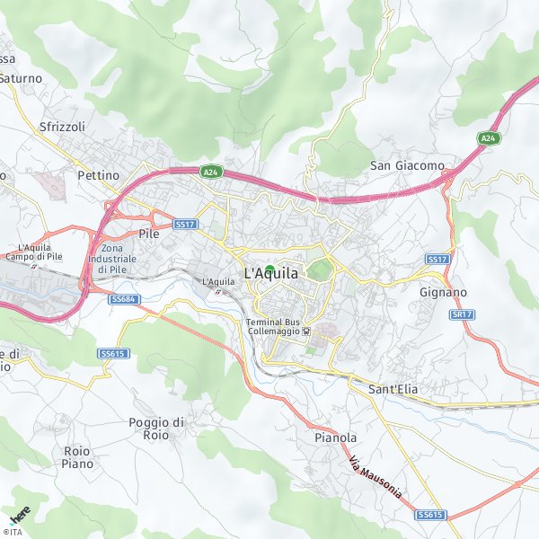 HERE Map of LʼAquila, Italy