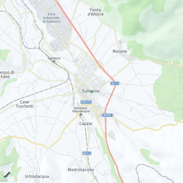 HERE Map of Sulmona, Italy