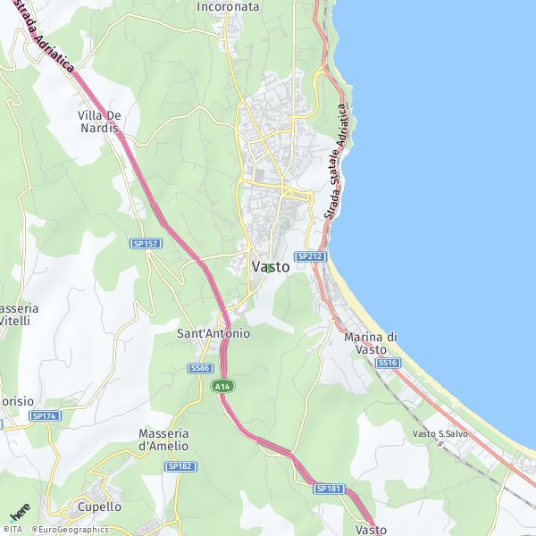 HERE Map of Vasto, Italy