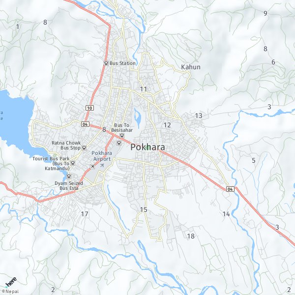 HERE Map of Pokhara, Nepal
