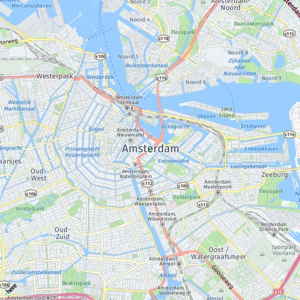 HERE Map of Amsterdam, Netherlands