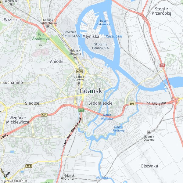 HERE Map of Gdańsk, Poland