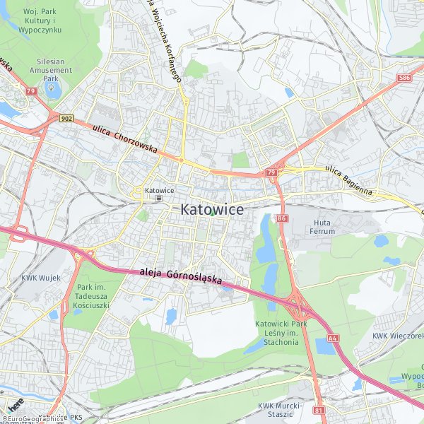 HERE Map of Katowice, Polska