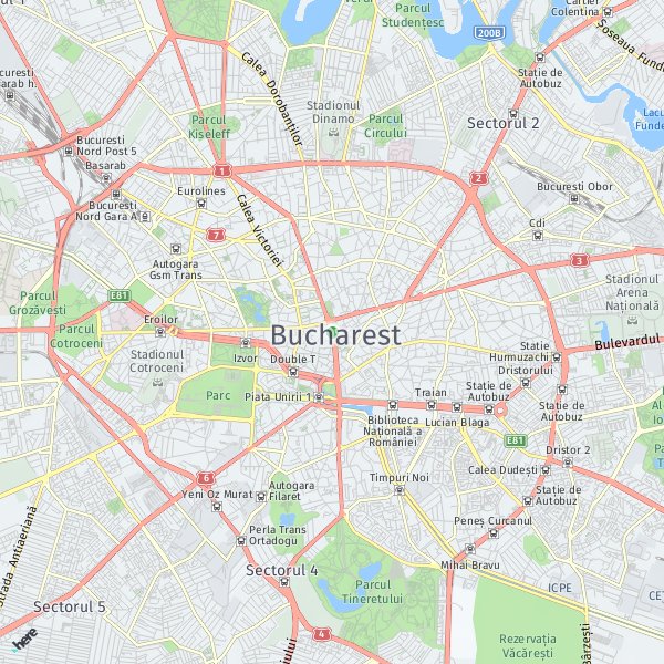 HERE Map of București, România