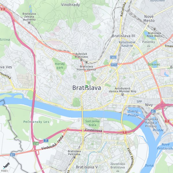 HERE Map of Bratislava, Slovensko