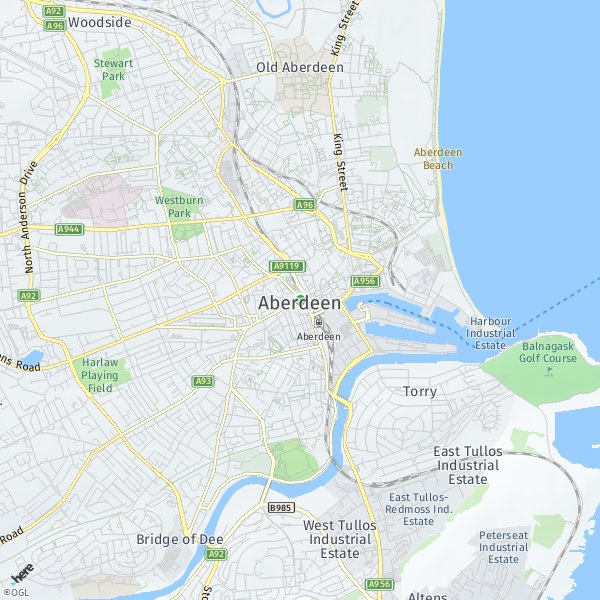 HERE Map of Aberdeen, UK